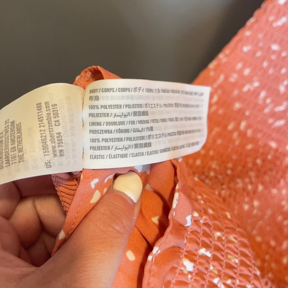 Abercrombie & Fitch NEW Smocked Waist Mini Dress in Coral Pattern Size XL - Picture 6 of 6